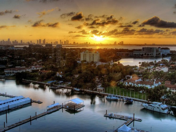 sunset, Nature, Florida, Miami HD Wallpaper Desktop Background