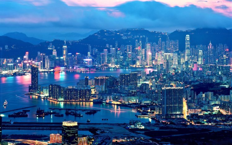 landscapes, Night, Lights, China, Hong, Kong, Cities HD Wallpaper Desktop Background