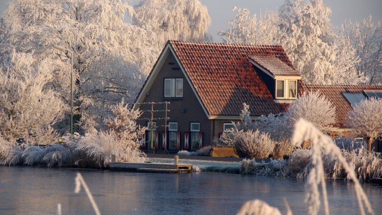 water, Landscapes, Winter, Snow, Cityscapes, Houses, Villages HD Wallpaper Desktop Background