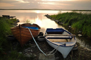 boat, Clouds, Sunset, Evening, Lake, Bokeh