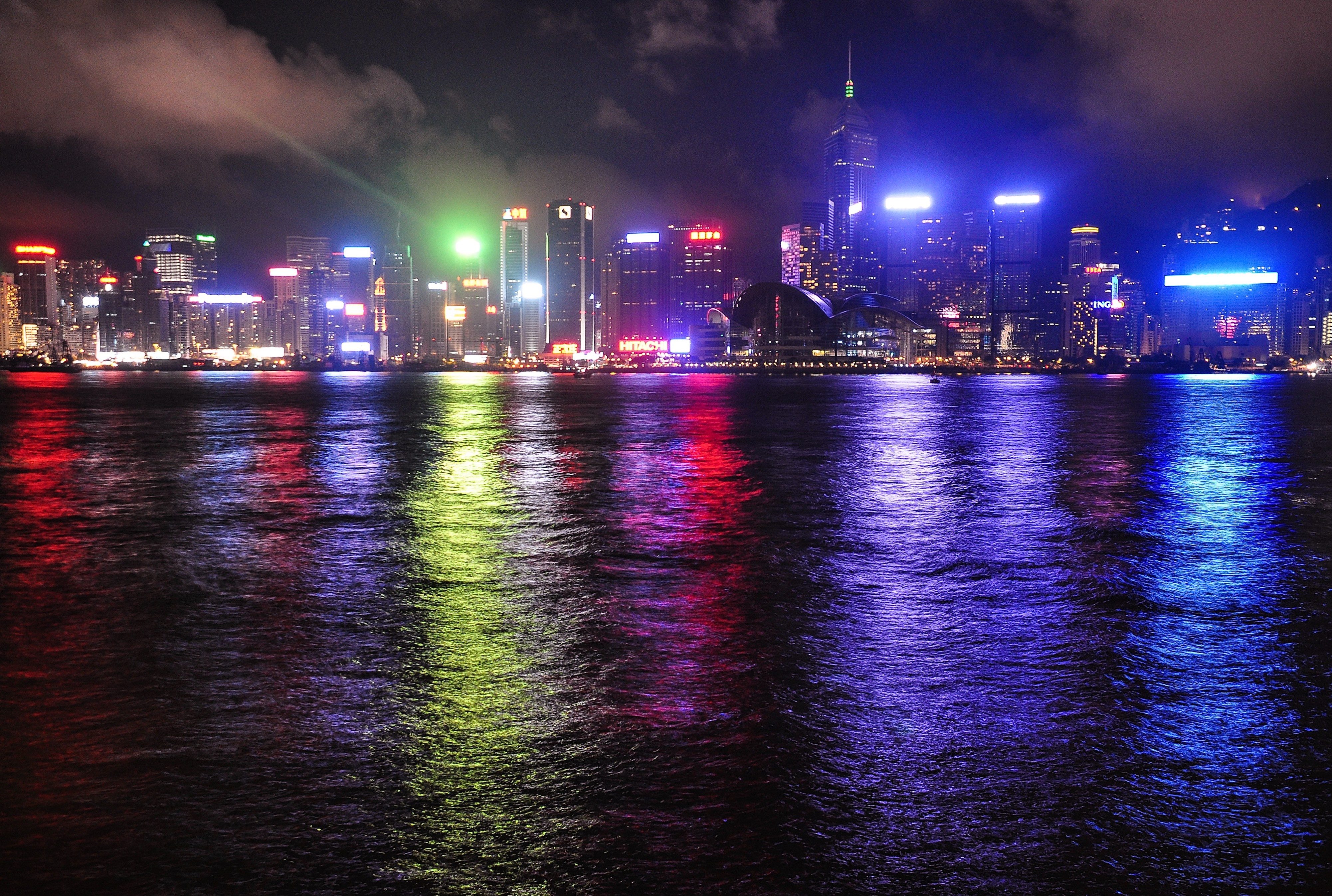 hong, Kong, China, Reflection, Color, Lights Wallpaper