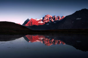 mountain, Lake, Snow, Reflection