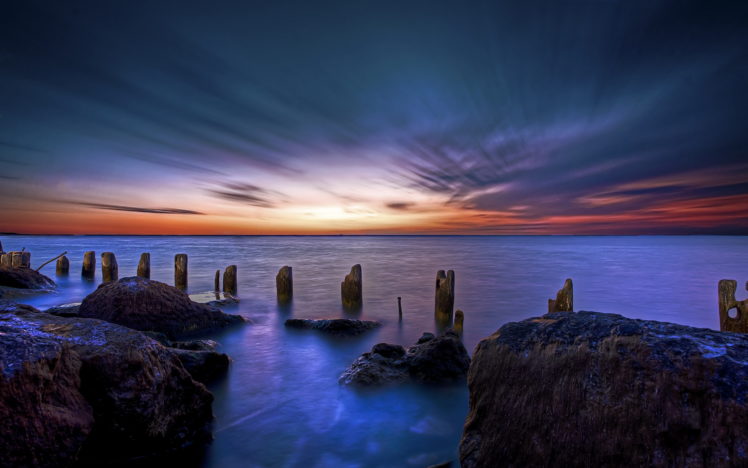 sunrise, Ocean, Landscape, Nature, Dawn HD Wallpaper Desktop Background