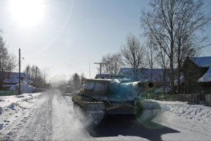 village, Winter, Snow, Tank, Military