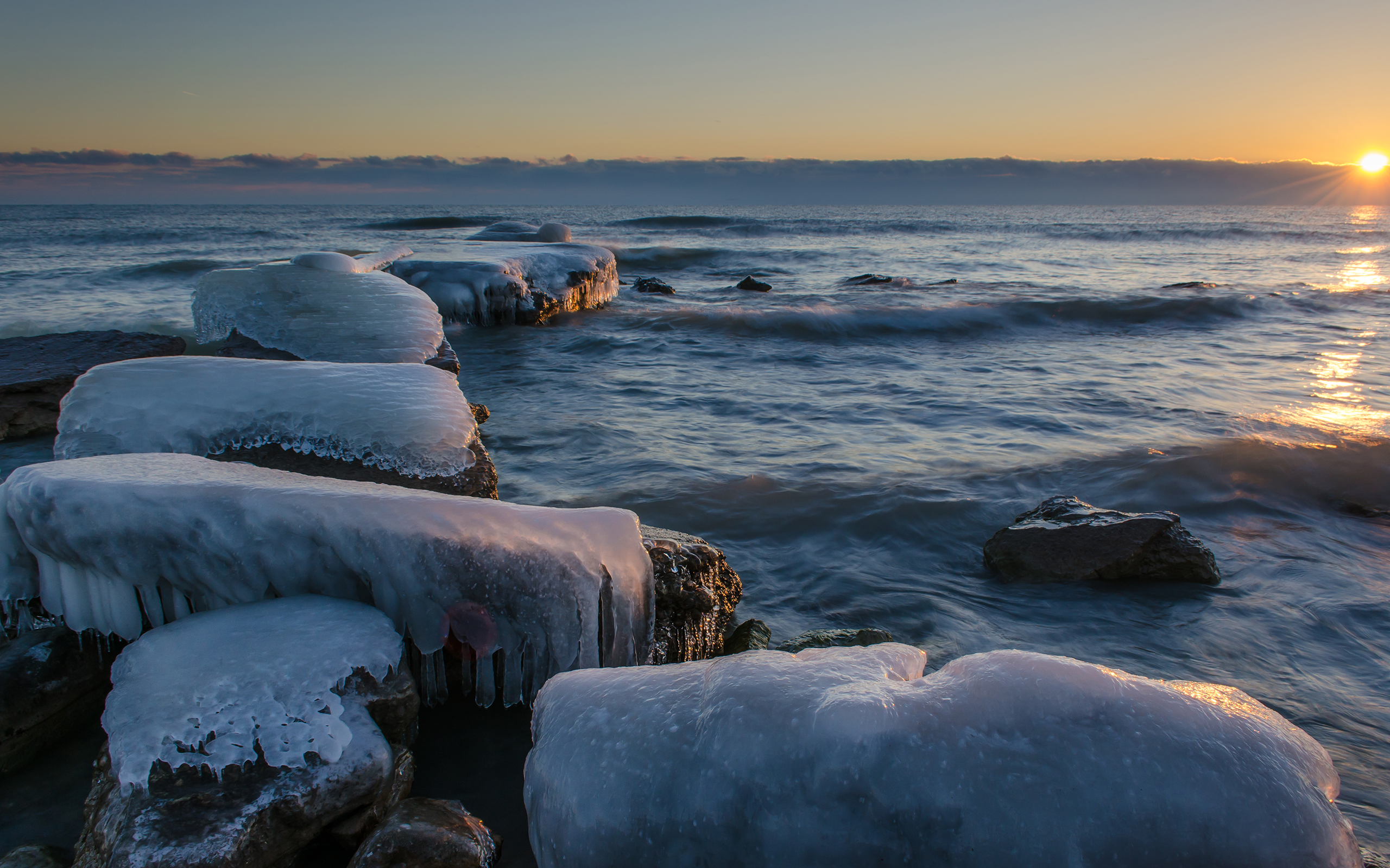 ocean, Ice, Shore Wallpaper