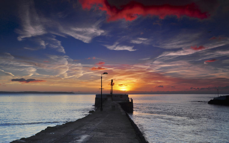 sunset, Ocean HD Wallpaper Desktop Background