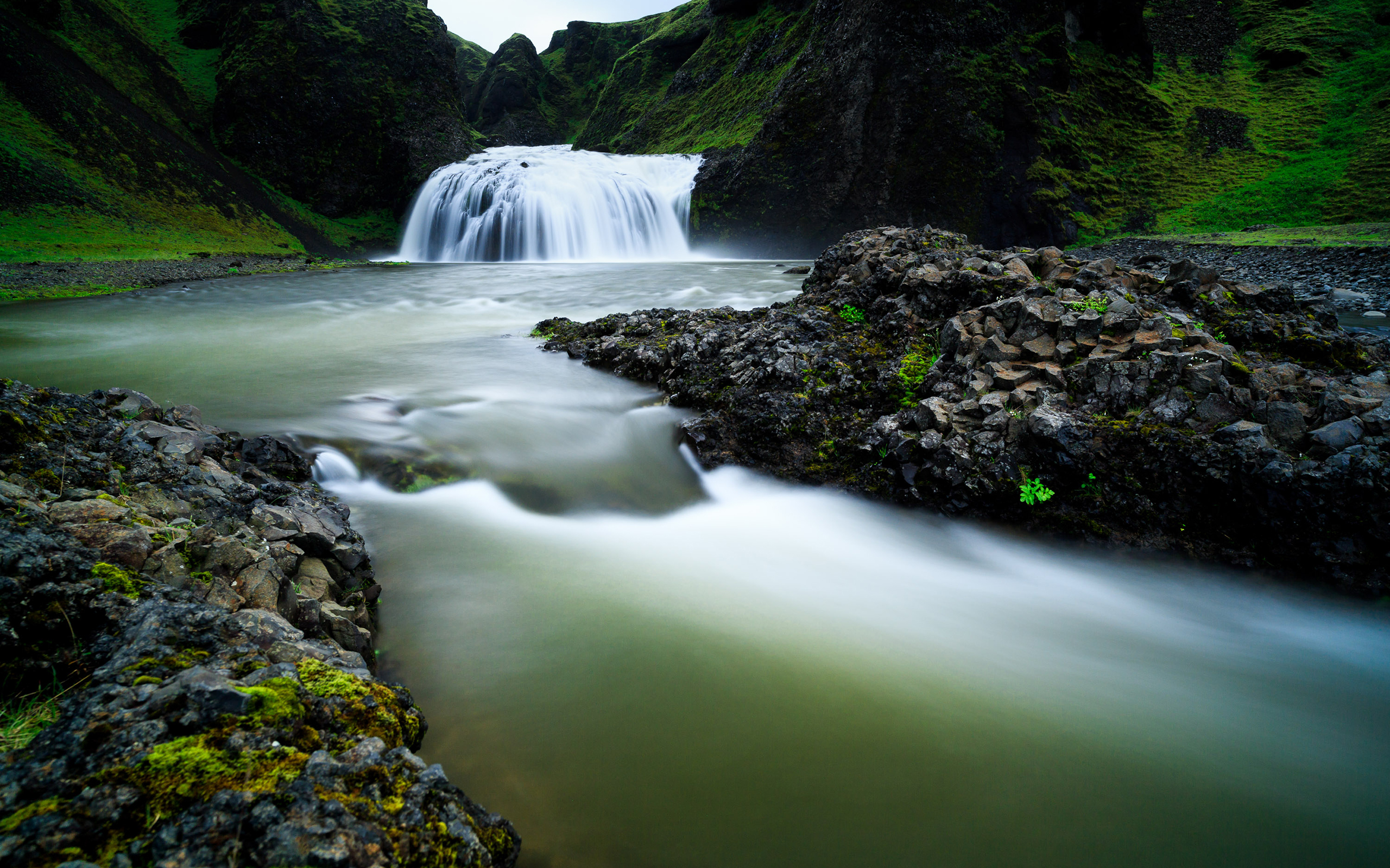 waterfall, River, Timelapse, Rocks, Stones Wallpaper