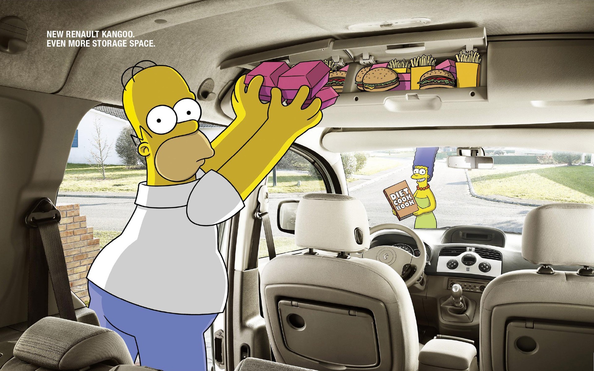 cars, Homer, Simpson, The, Simpsons, Marge, Simpson, Renault Wallpaper