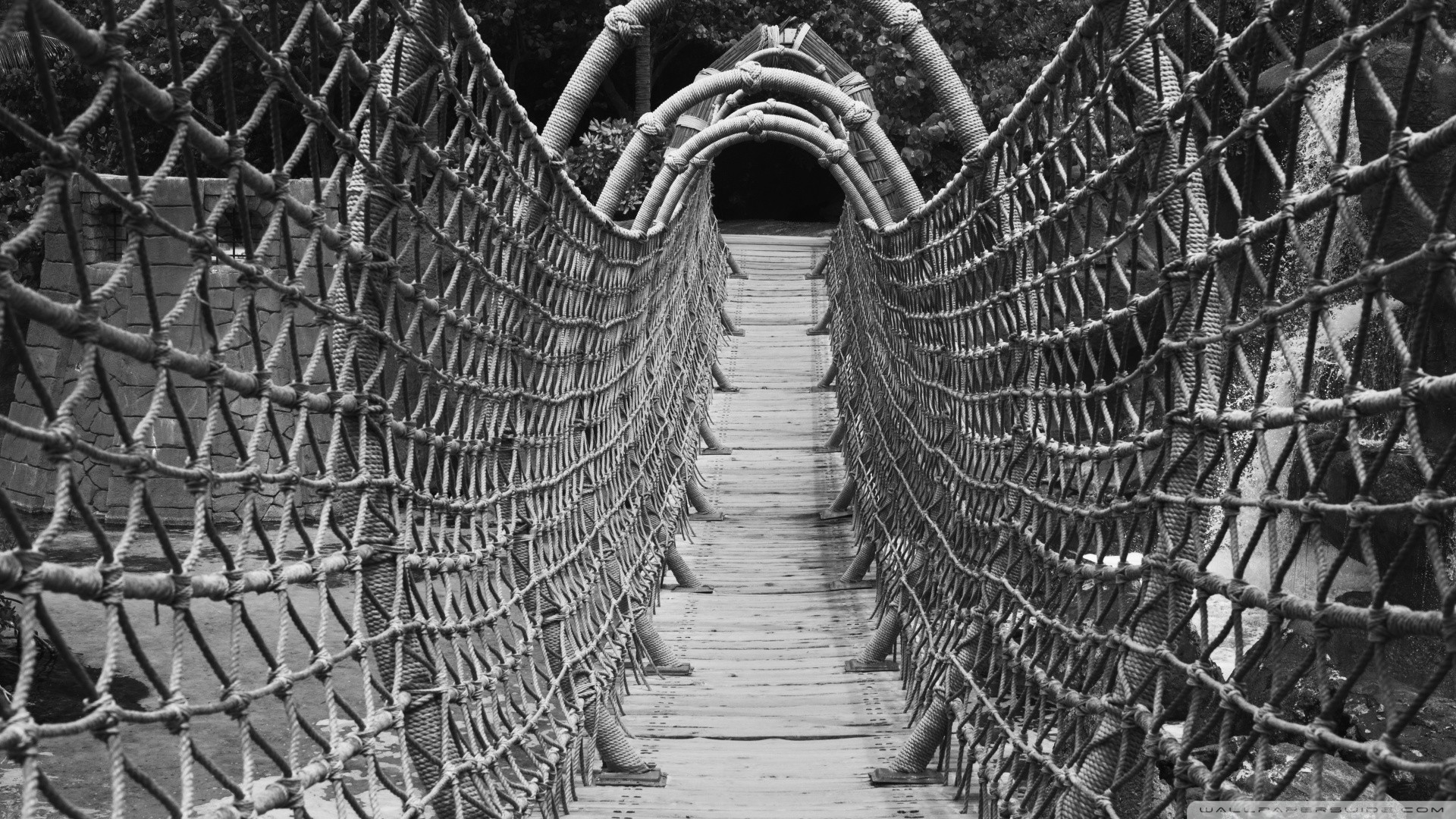 black, And, White, Paths, Bridges Wallpaper