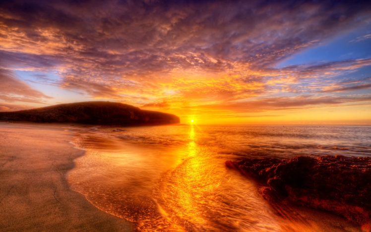 sunset, Landscapes, Nature, Shore, Beaches HD Wallpaper Desktop Background