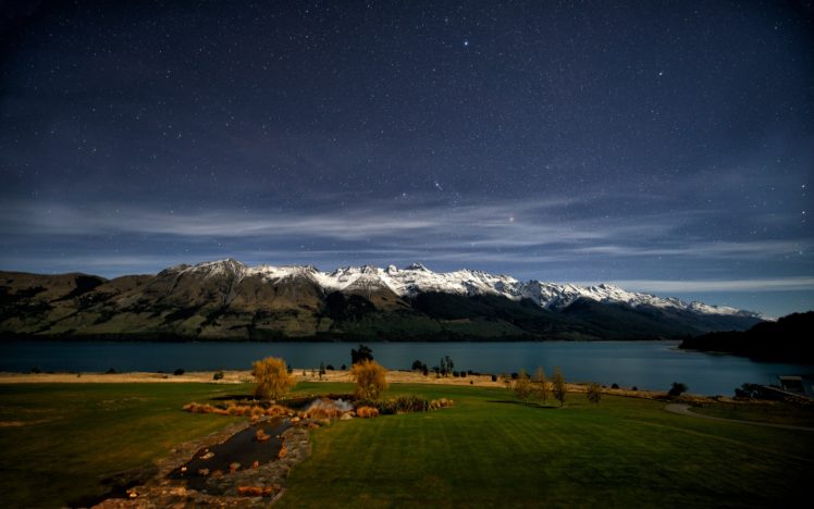 mountains, Landscapes, Nature, Snow, Night, Stars, Fields, New, Zealand, Lakes, Skyscapes HD Wallpaper Desktop Background