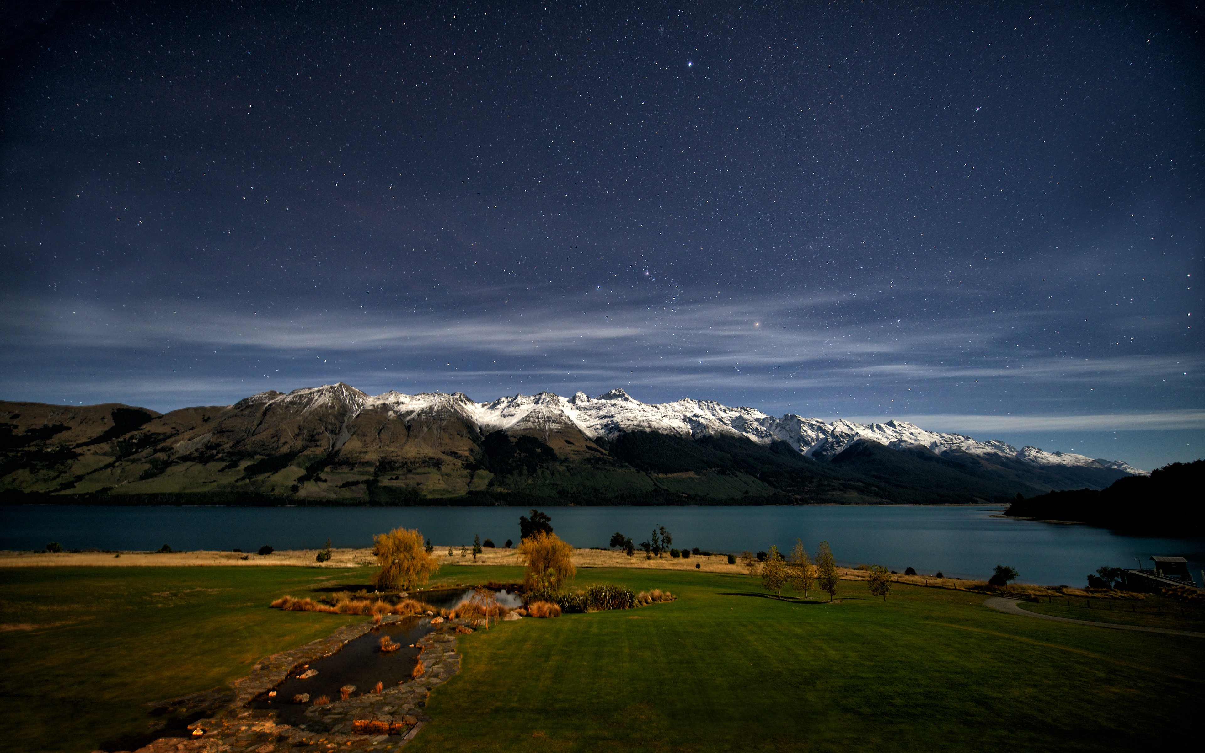 mountains, Landscapes, Nature, Snow, Night, Stars, Fields, New, Zealand, Lakes, Skyscapes Wallpaper