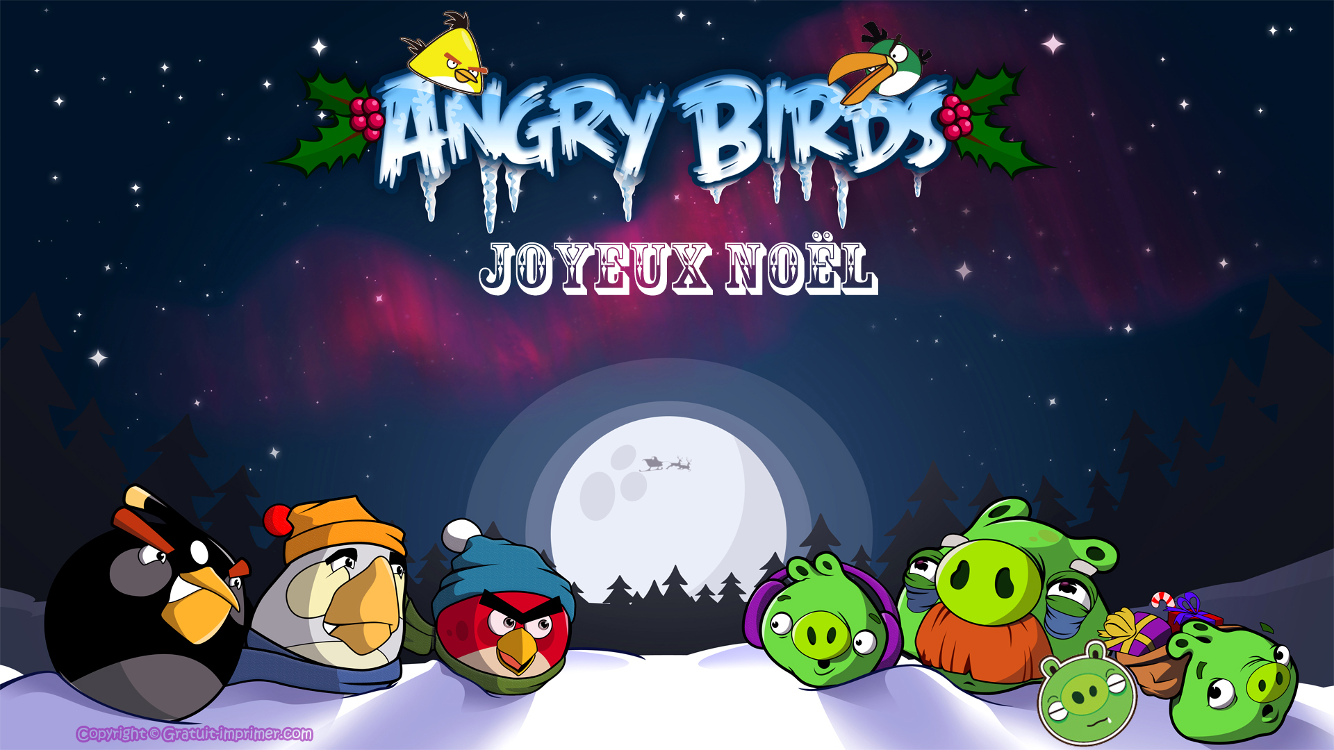 joyeux, Noel, Angry, Birds Wallpaper