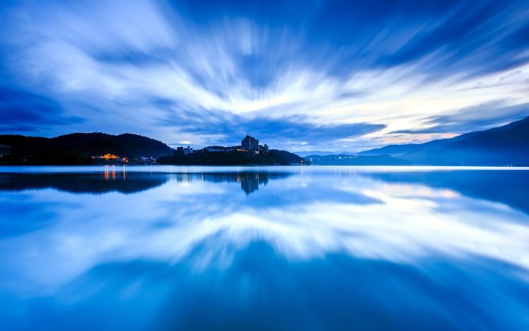 light, Water, Blue, Landscapes, Nature, Movement, City, Night HD Wallpaper Desktop Background