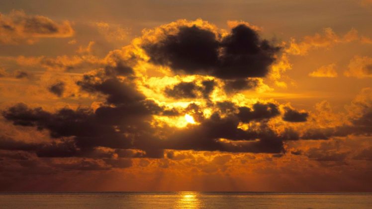 sunset, Ocean, Indian HD Wallpaper Desktop Background