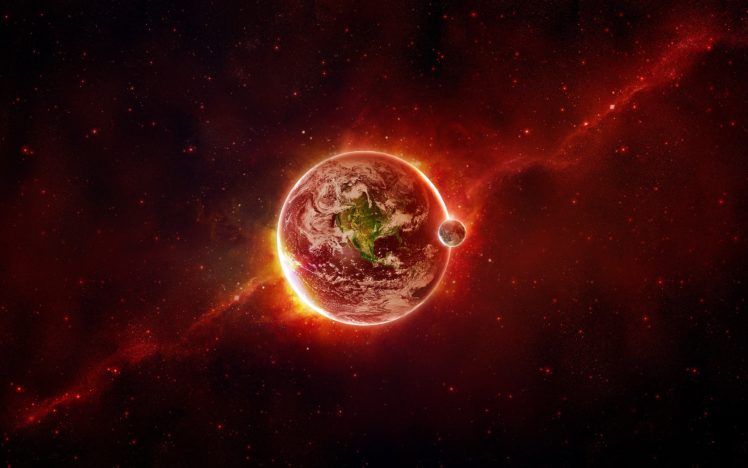 outer, Space, Red, Planets, Earth, Artwork HD Wallpaper Desktop Background