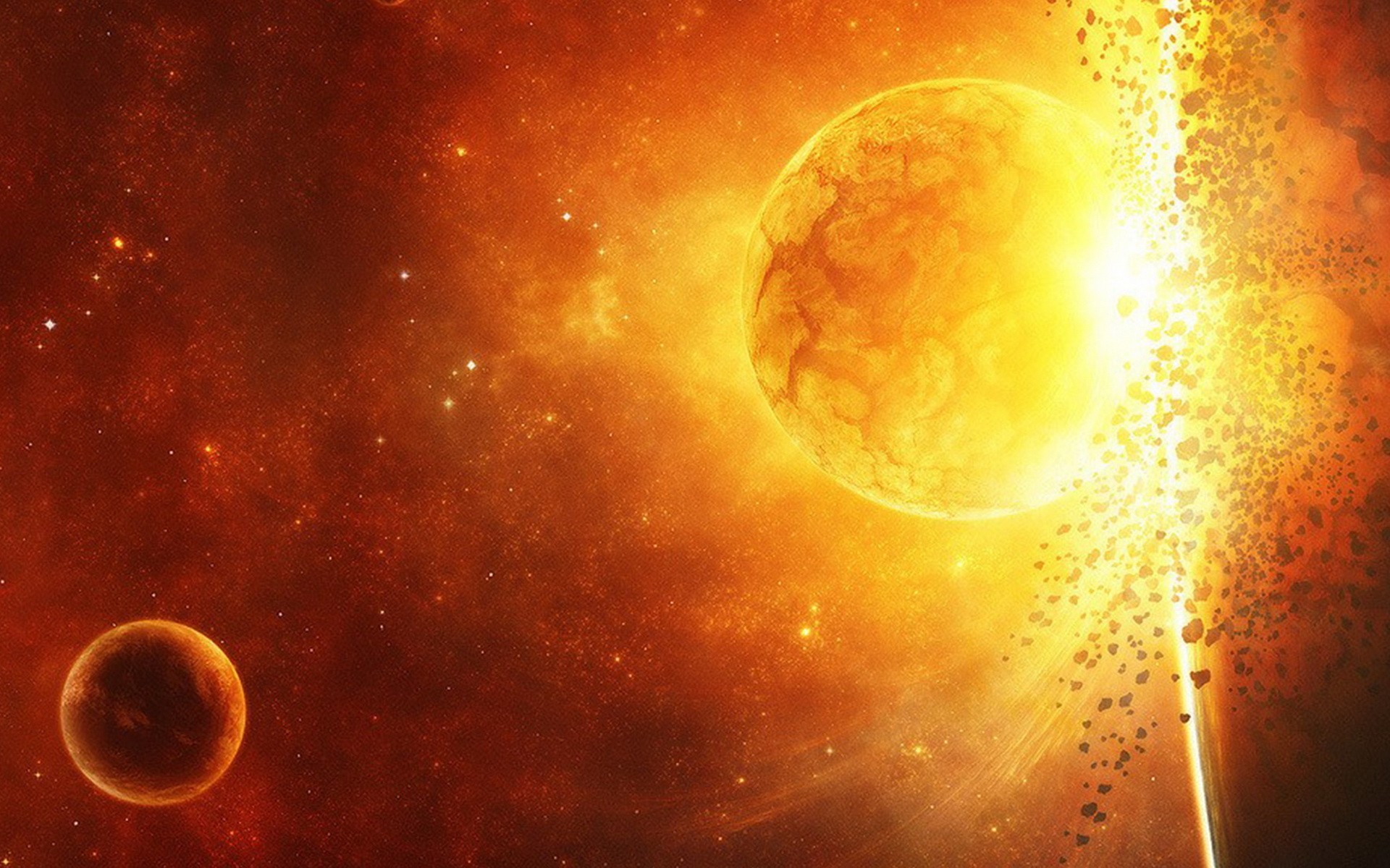 outer, Space, Stars, Planets, Catastrophe, Explosion Wallpaper