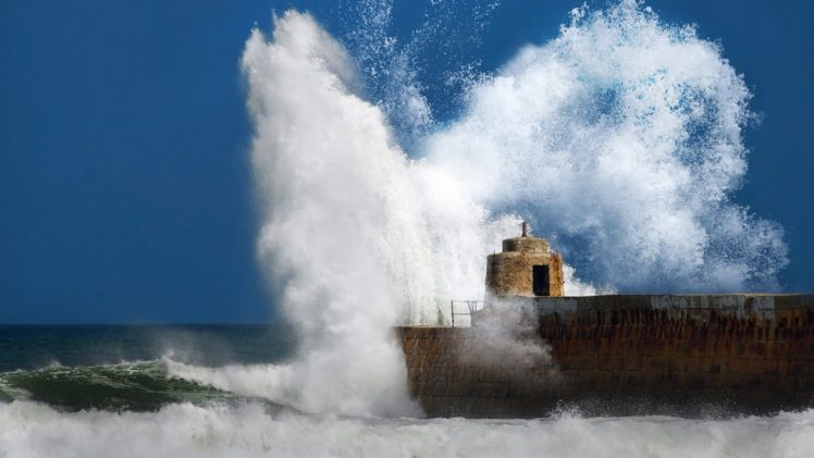 ocean, Storm, Piers, Breakwater, Sea HD Wallpaper Desktop Background