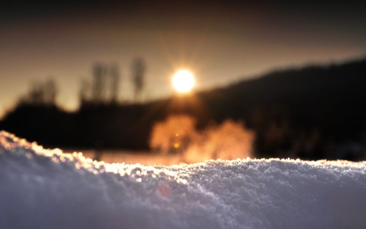 sunrise, Behind, The, Snow HD Wallpaper Desktop Background