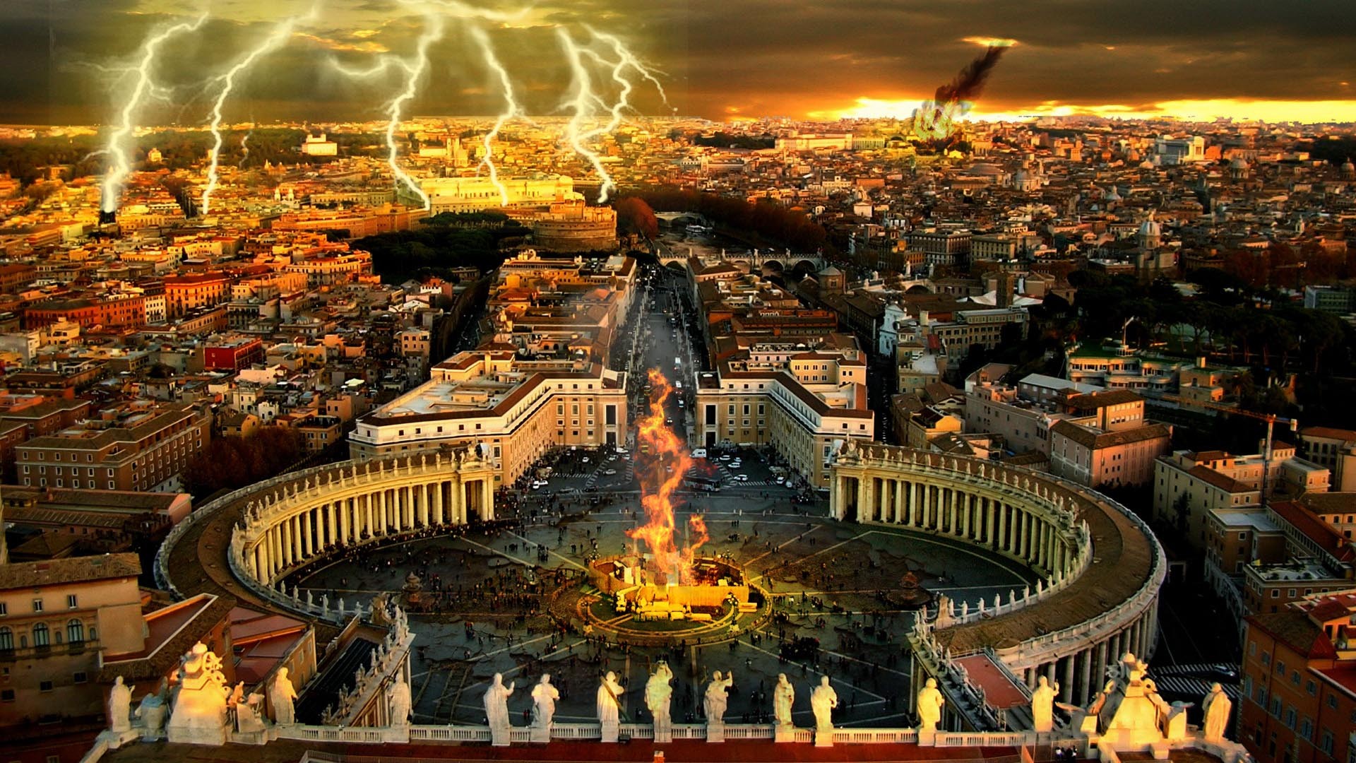 destruction, City, Lights, Vatican, City, Meteorite, City, Skyline, Damage, Destructoid, Damaged, Justice, Damaged, Dress, Jean, Curimilma Wallpaper