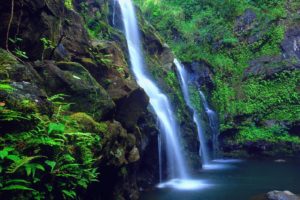 green, Nature, Waterfalls