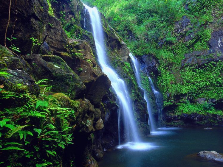 green, Nature, Waterfalls HD Wallpaper Desktop Background