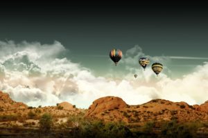 clouds, Landscapes, Desert, Hot, Air, Balloons, Skyscapes, Photomanipulations