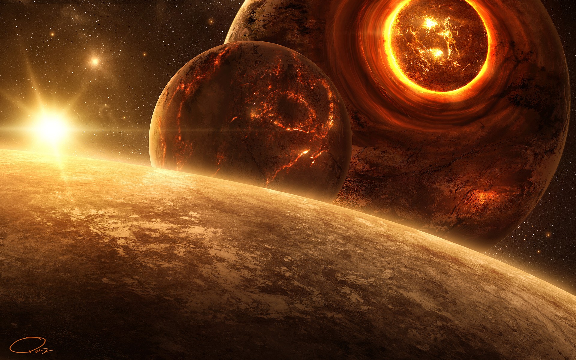death, Outer, Space, Planets, Digital, Art, Science, Fiction, Qauz Wallpaper