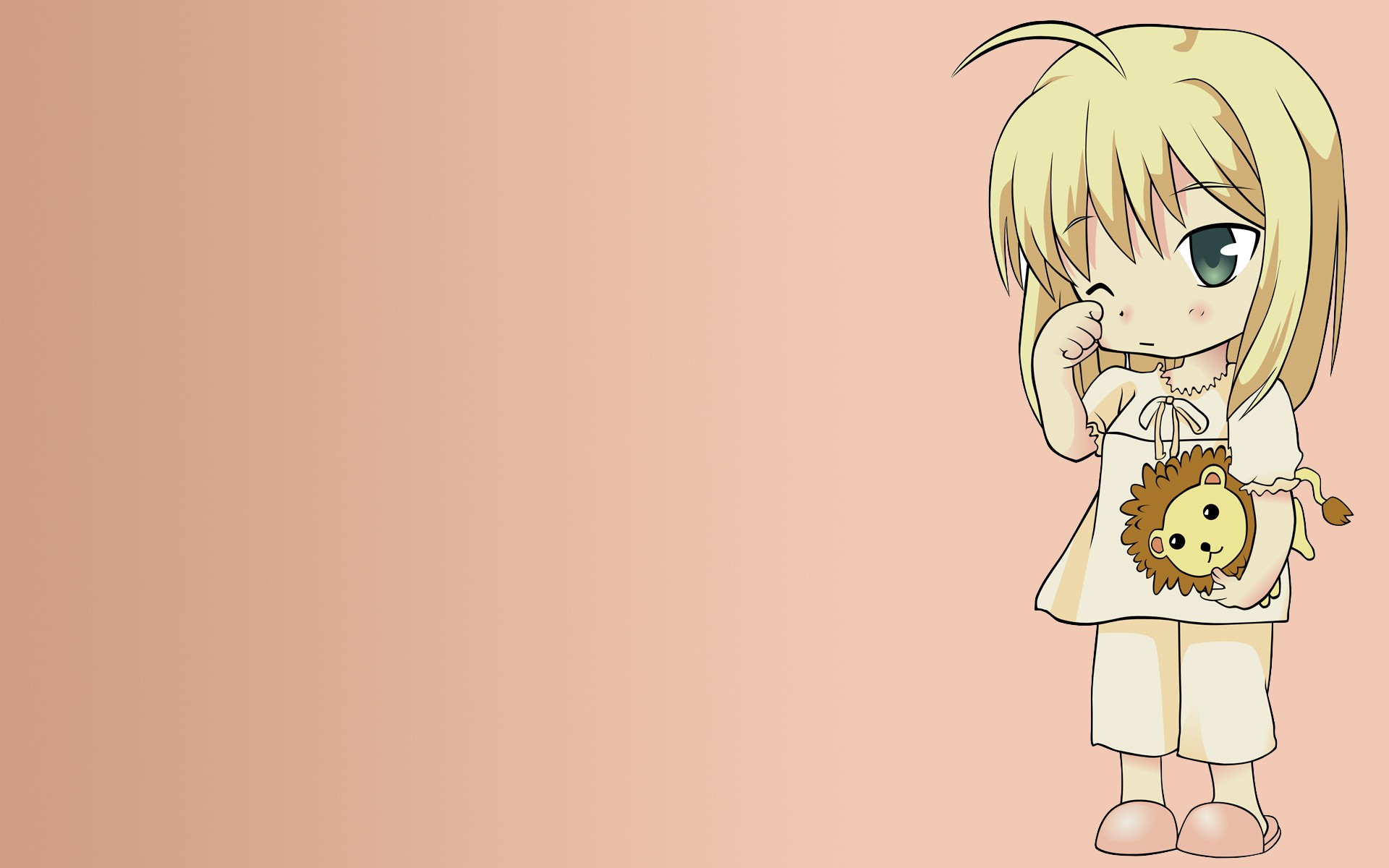 blondes, Fate stay, Night, Sleeping, Saber, Lions, Teddy, Bears, Pajamas, Slippers, Pink, Background, Little, Girl, Fate, Series Wallpaper