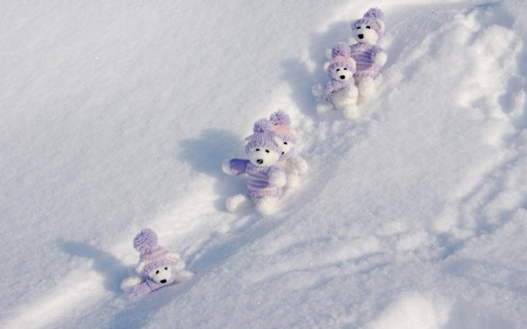 winter,  season , Snow, Teddy, Bears HD Wallpaper Desktop Background