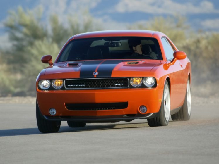 cars, Front, Dodge, Challenger, Dodge, Challenger, Srt8, Stripes, Orange, Cars HD Wallpaper Desktop Background