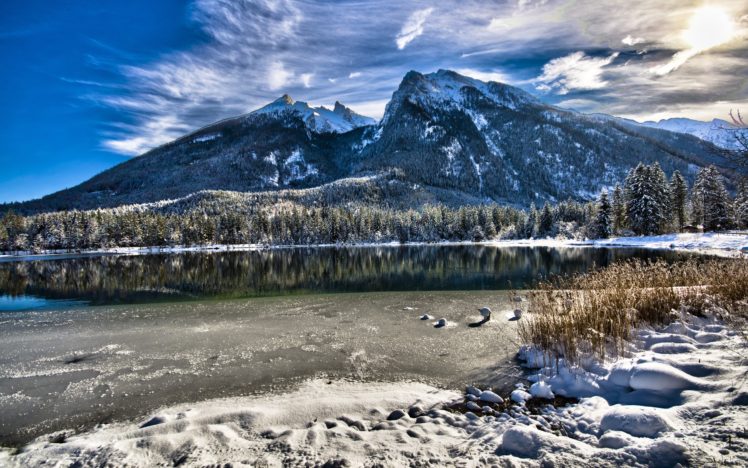 mountains, Snow, Forest HD Wallpaper Desktop Background