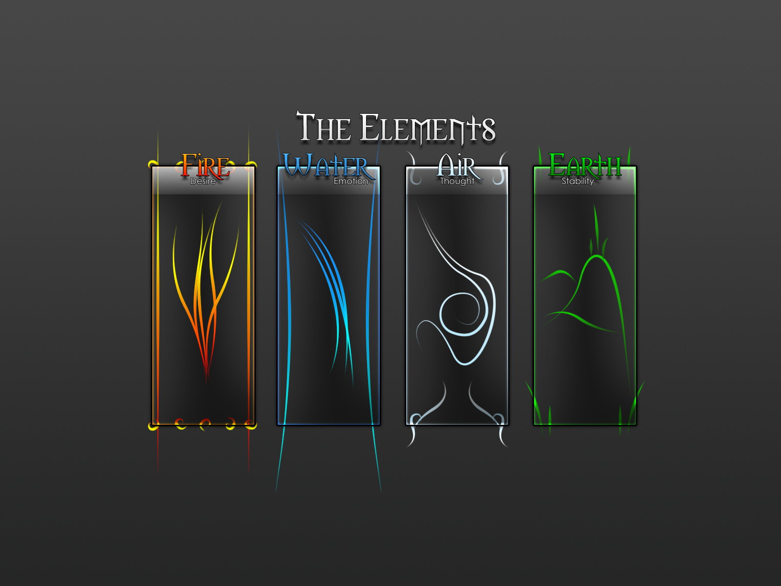 water, Fire, Earth, Elements, Air, Panels Wallpaper