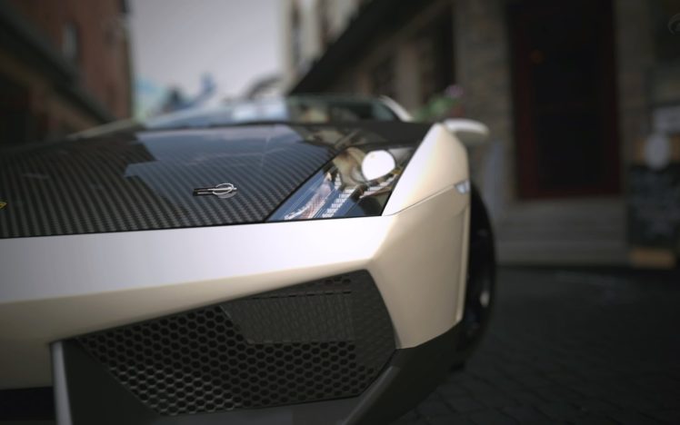 close up, Cityscapes, White, Cars, Lamborghini, Vehicles HD Wallpaper Desktop Background