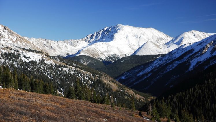 mountains, Landscapes, Nature, Snow, Trees, Skylines HD Wallpaper Desktop Background