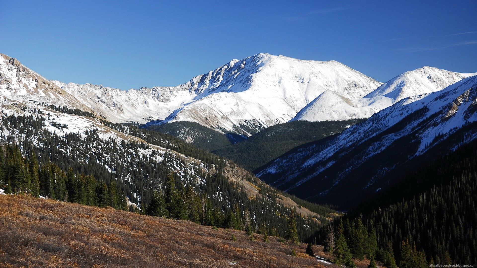 mountains, Landscapes, Nature, Snow, Trees, Skylines Wallpaper