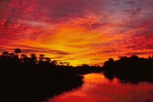 sunset, Delta, Botswana