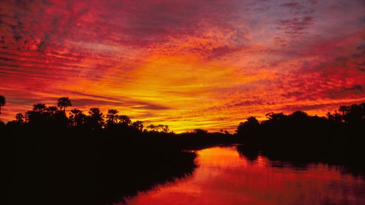 sunset, Delta, Botswana HD Wallpaper Desktop Background