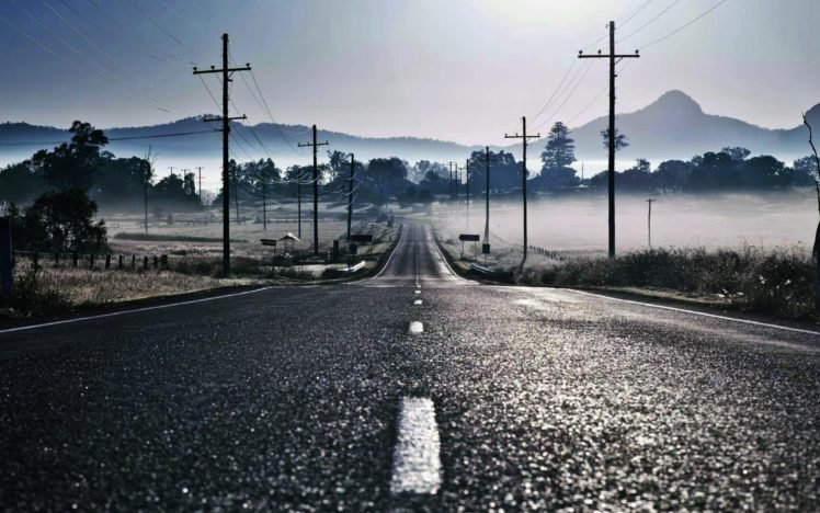 fog, Mist, Roads, Lines, Empty, Skies HD Wallpaper Desktop Background