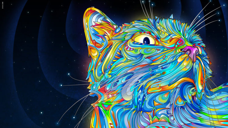 multicolor, Cats, Artwork, Matei, Apostolescu HD Wallpaper Desktop Background