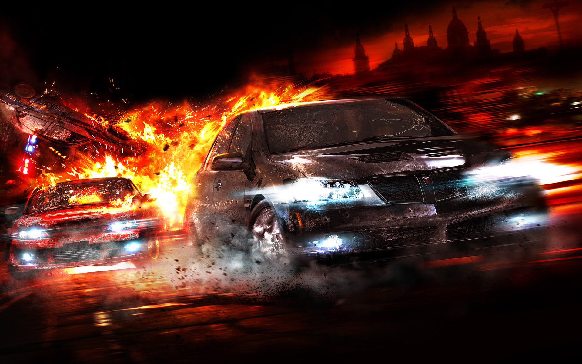 cars, Explosions, Pontiac, Police, Cars Wallpaper