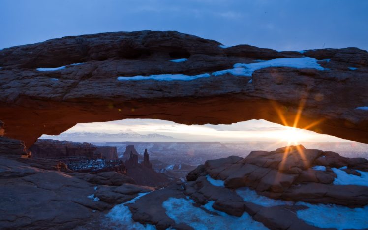 sunset, Sunrise, Landscapes, Nature, Snow, Sun, Rocks HD Wallpaper Desktop Background