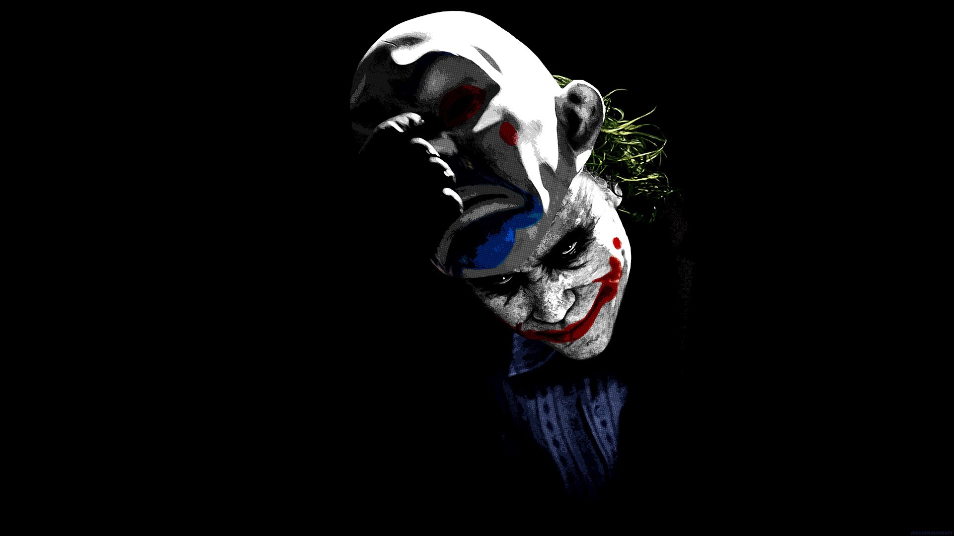 movies, The, Joker, Clowns, Men, Green, Hair, Masks, Black, Background, Make, Up Wallpaper