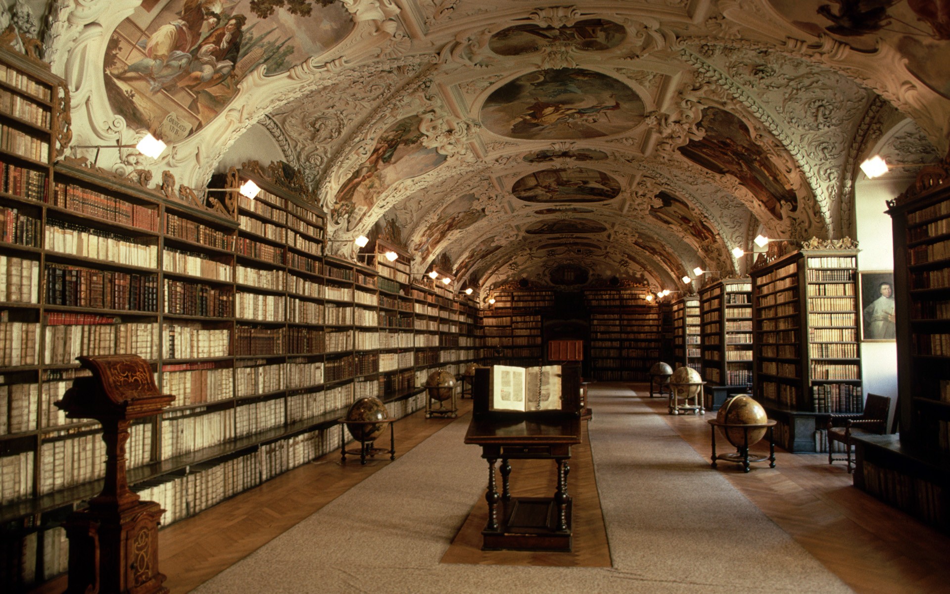 paintings, Library, Buildings, Books, Bookshelf, Globe, Man made Wallpaper