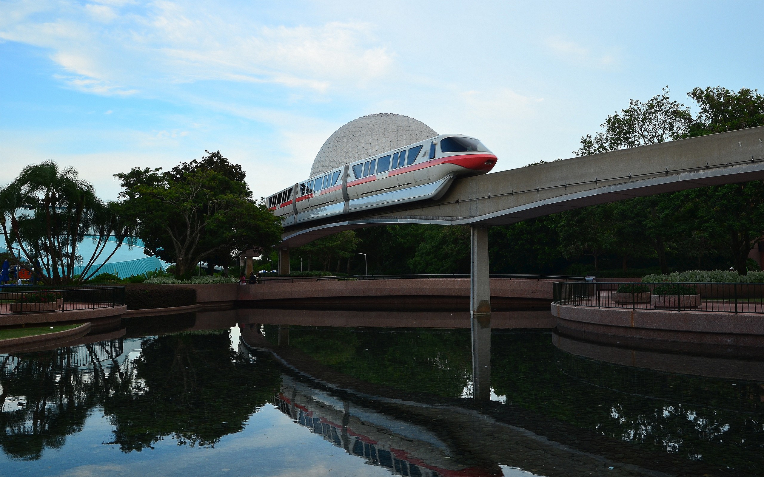 cityscapes, Architecture, Trains, Urban, Epcot, Monorail, Reflections Wallpaper