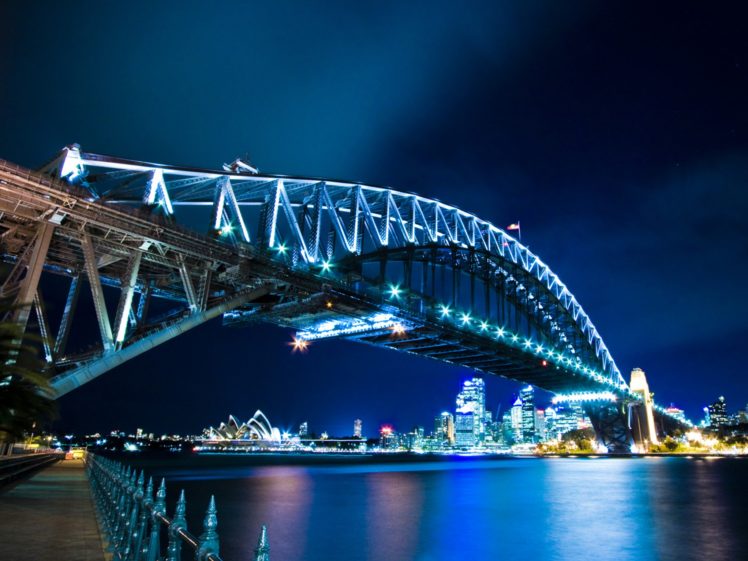 night, Architecture, Bridges, Buildings, Sydney, Opera, House HD Wallpaper Desktop Background
