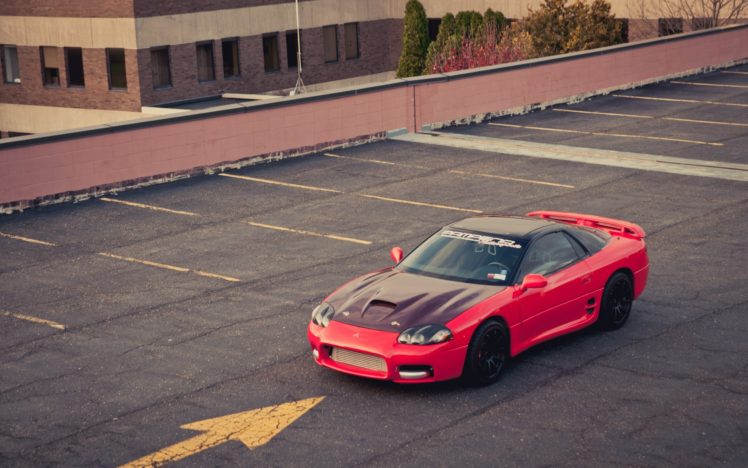 red, Cars, Parking, Mitsubishi, 3000gt HD Wallpaper Desktop Background