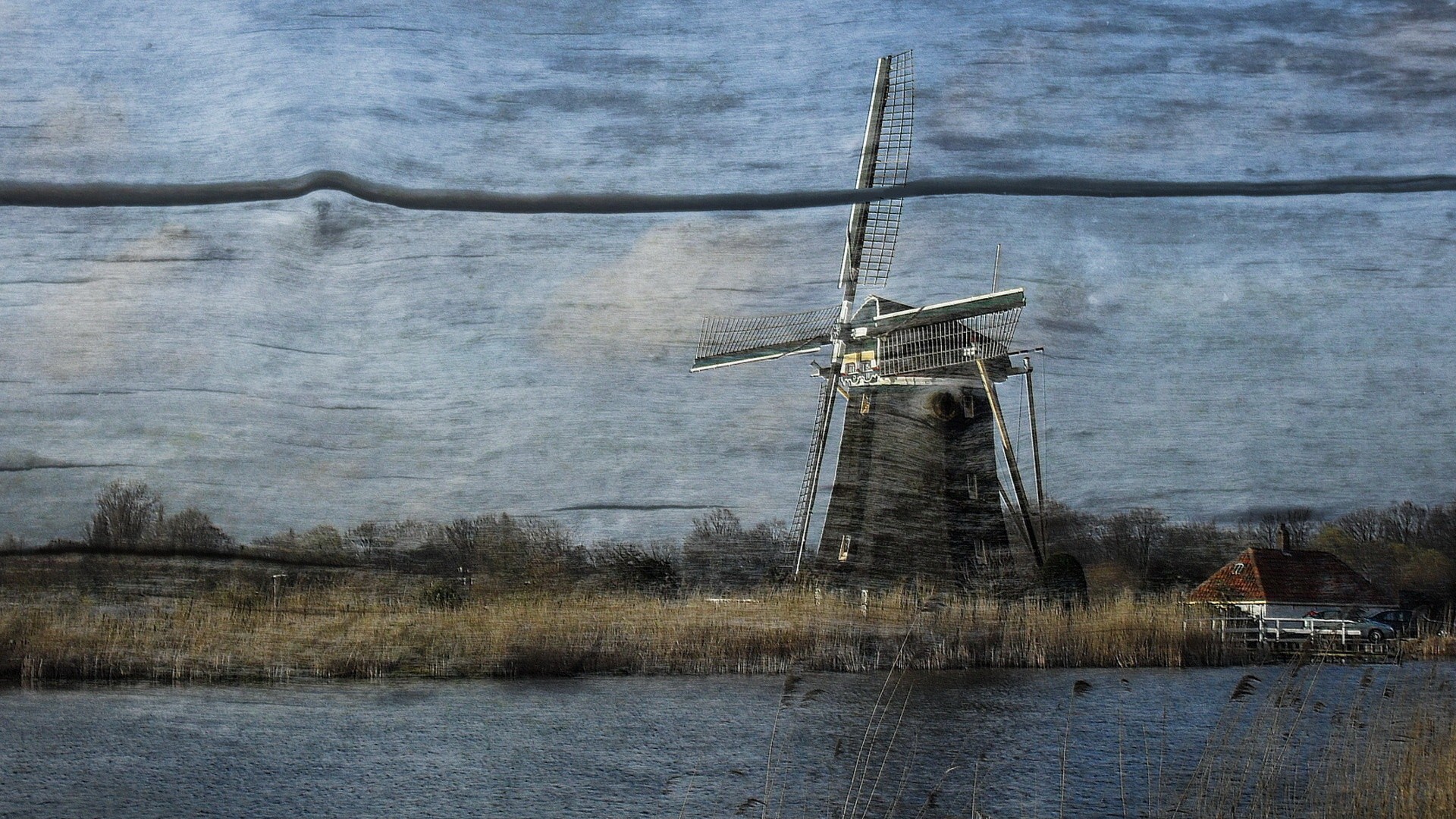 landscapes, Textures, Digital, Art, Windmills, Mills Wallpaper
