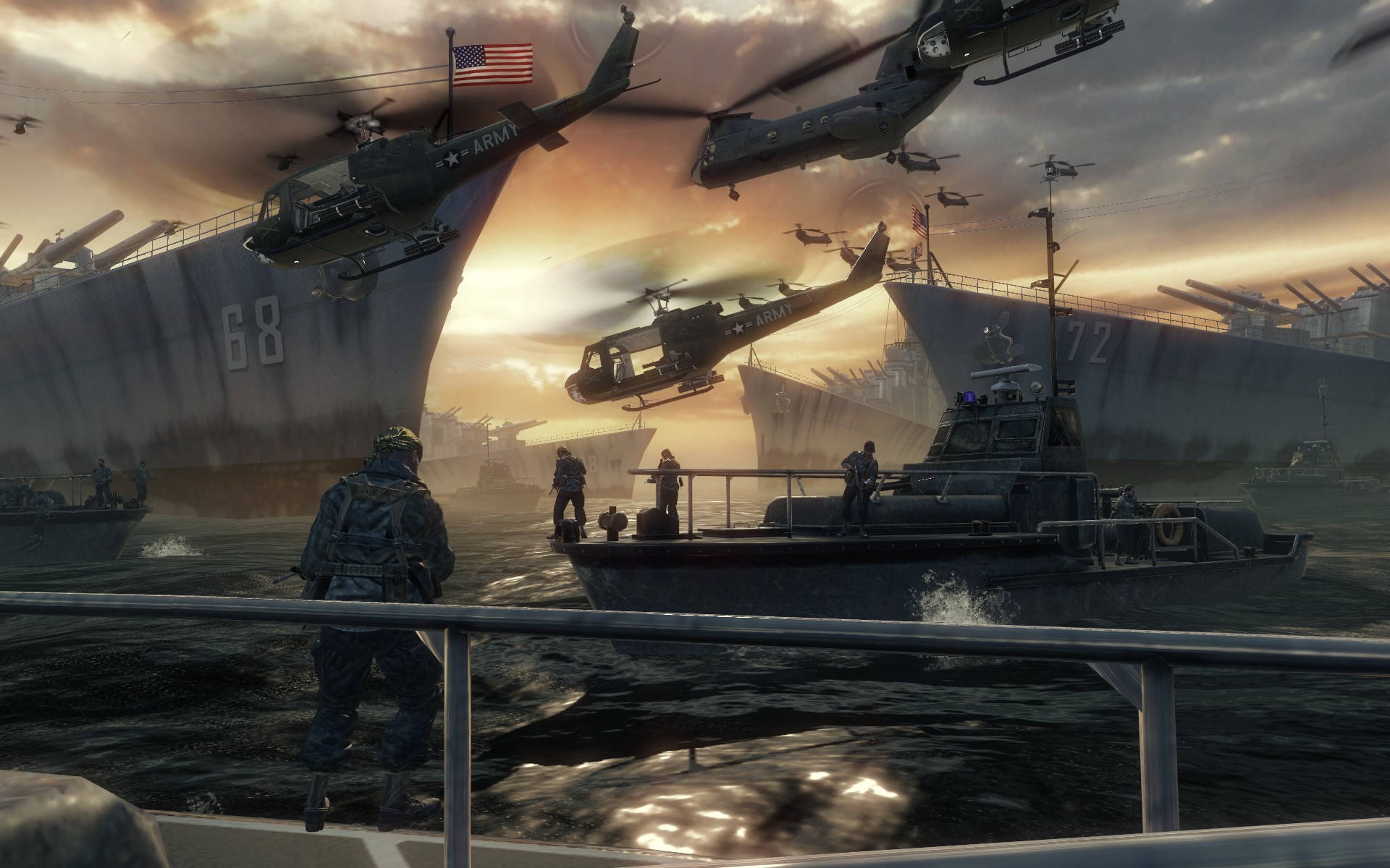 water, Soldiers, Video, Games, Ocean, Call, Of, Duty, Xbox, Ships, Weapons, Boats, Us, Army, Playstation Wallpaper