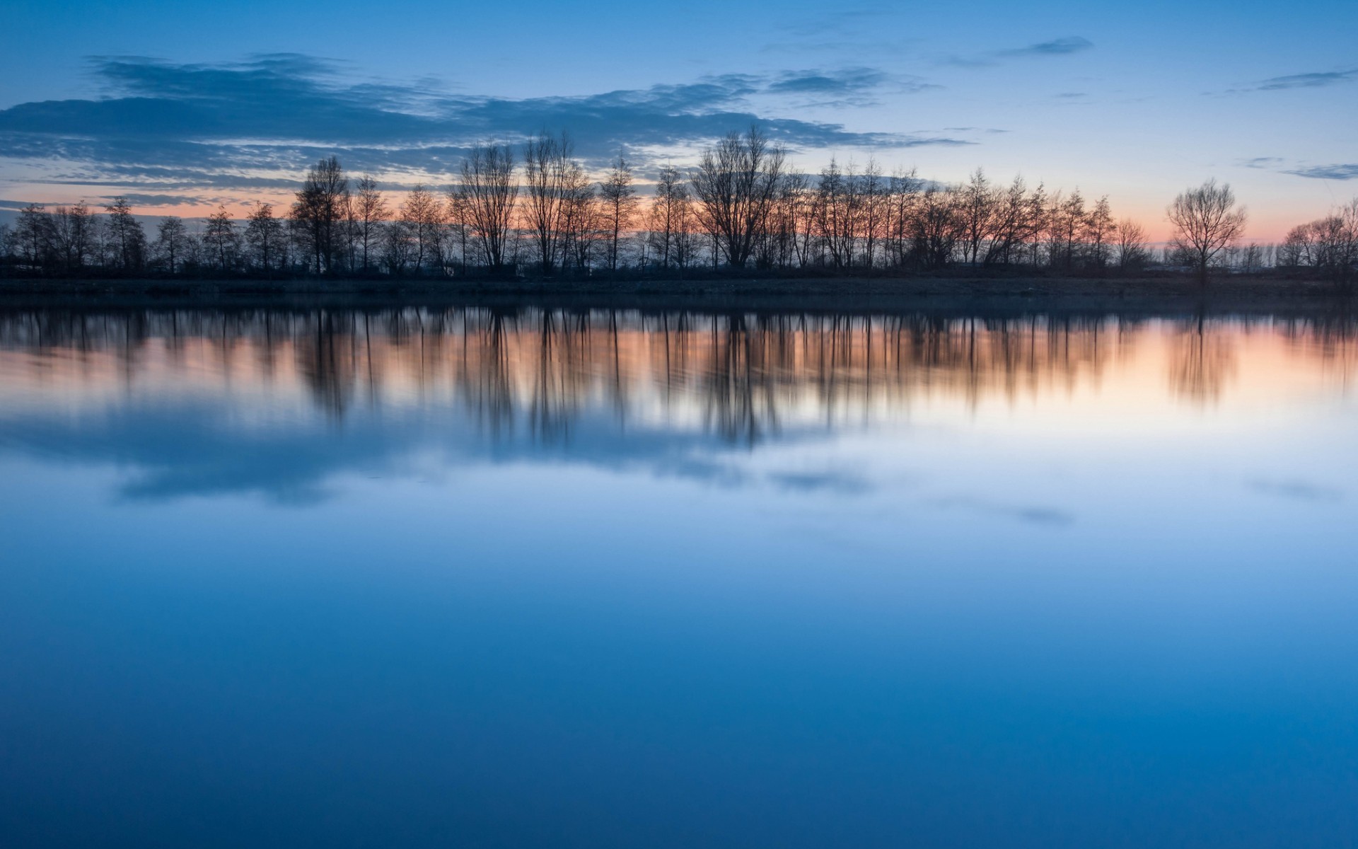 landscapes, Trees, Reflections, Blue, Skies Wallpaper